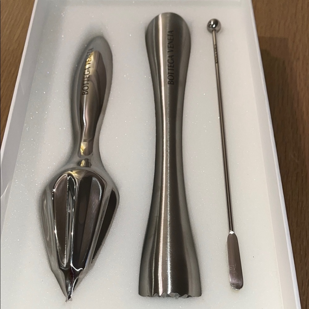 Bottega Veneta Metallic Silver Bar Tool Trio
